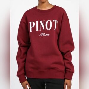 Brunette The Label Burgundy "PINOT Please" Pullover Sweater
